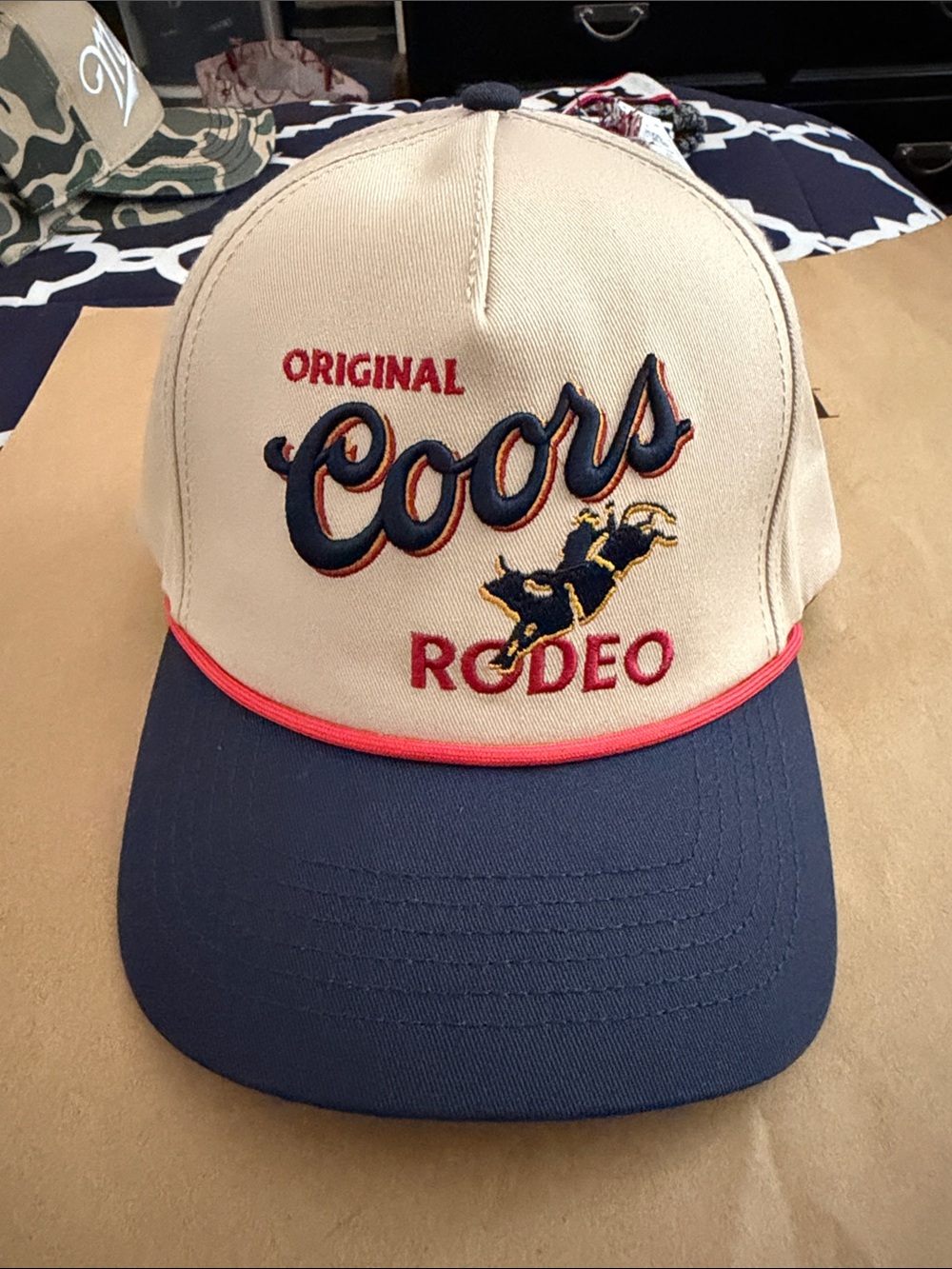Coors Original Rodeo Two-Tone Baseball Cap in Beige & Navy NWOT
